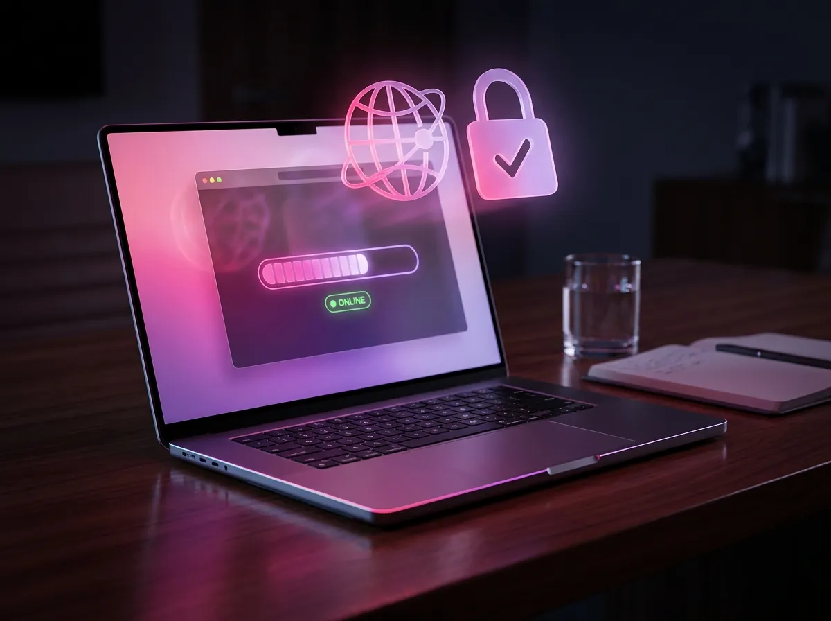 Laptop publicando una página web en línea