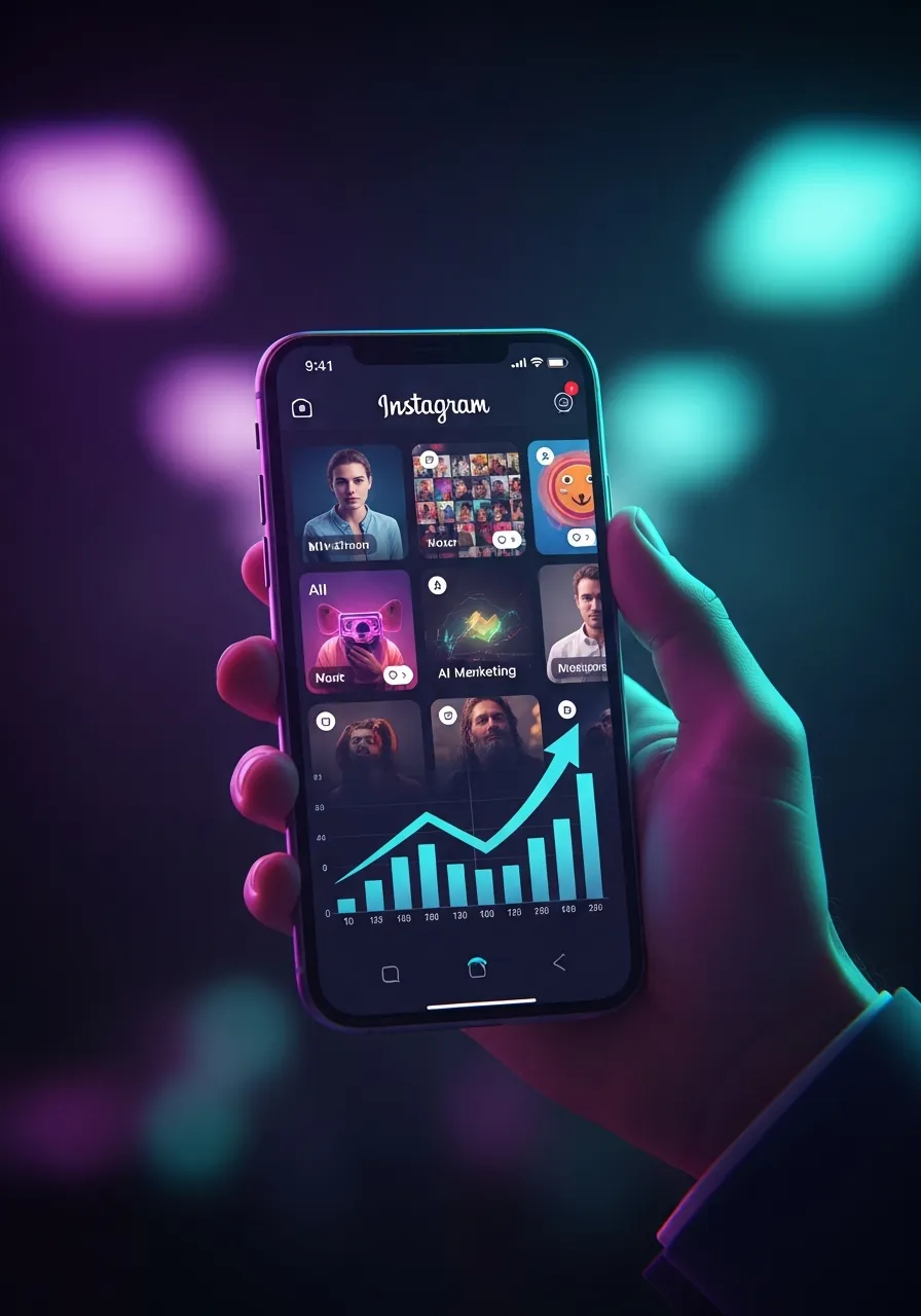 Teléfono mostrando contenido en Instagram
